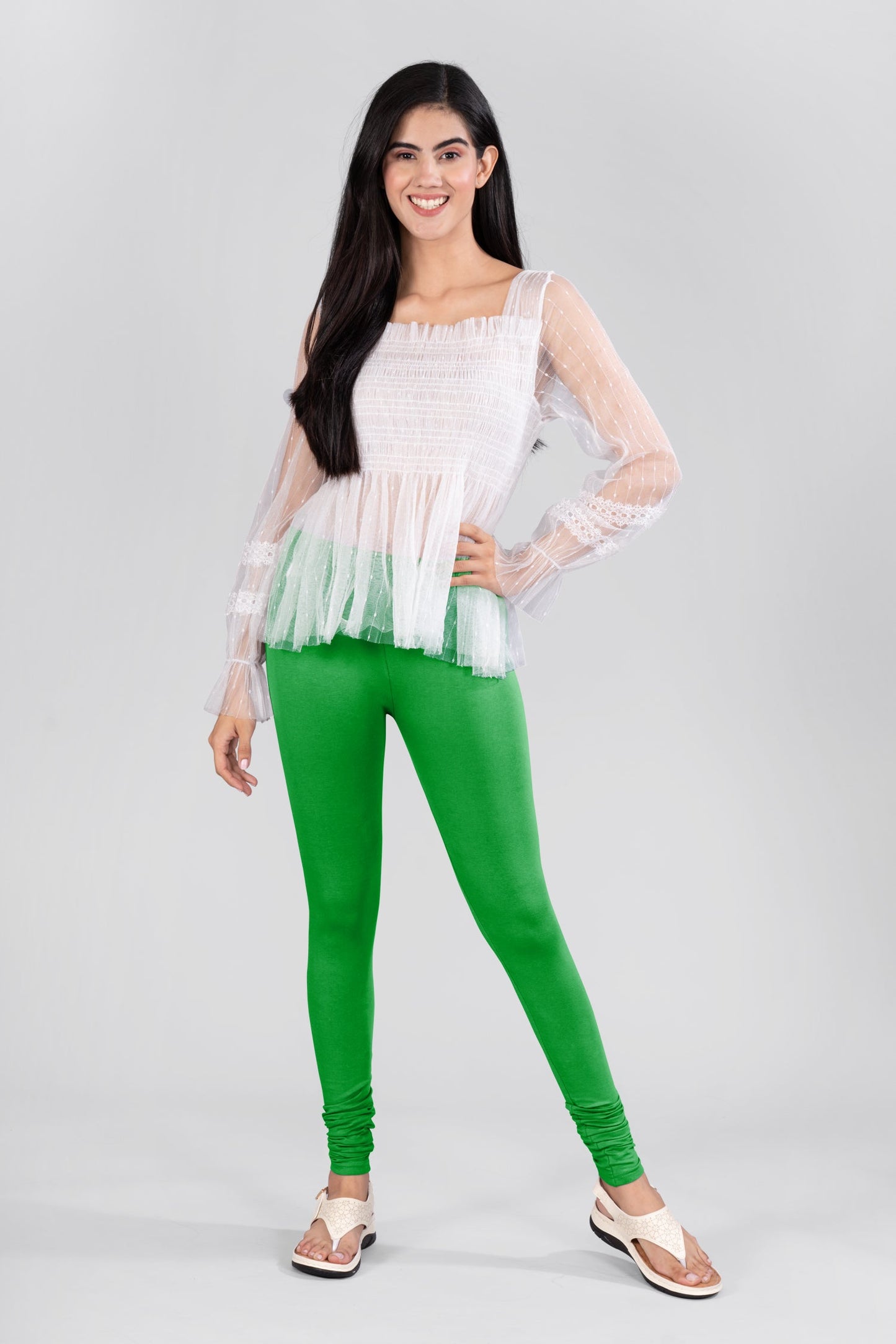 Light Pakistan Green Cotton Churidar Leggings
