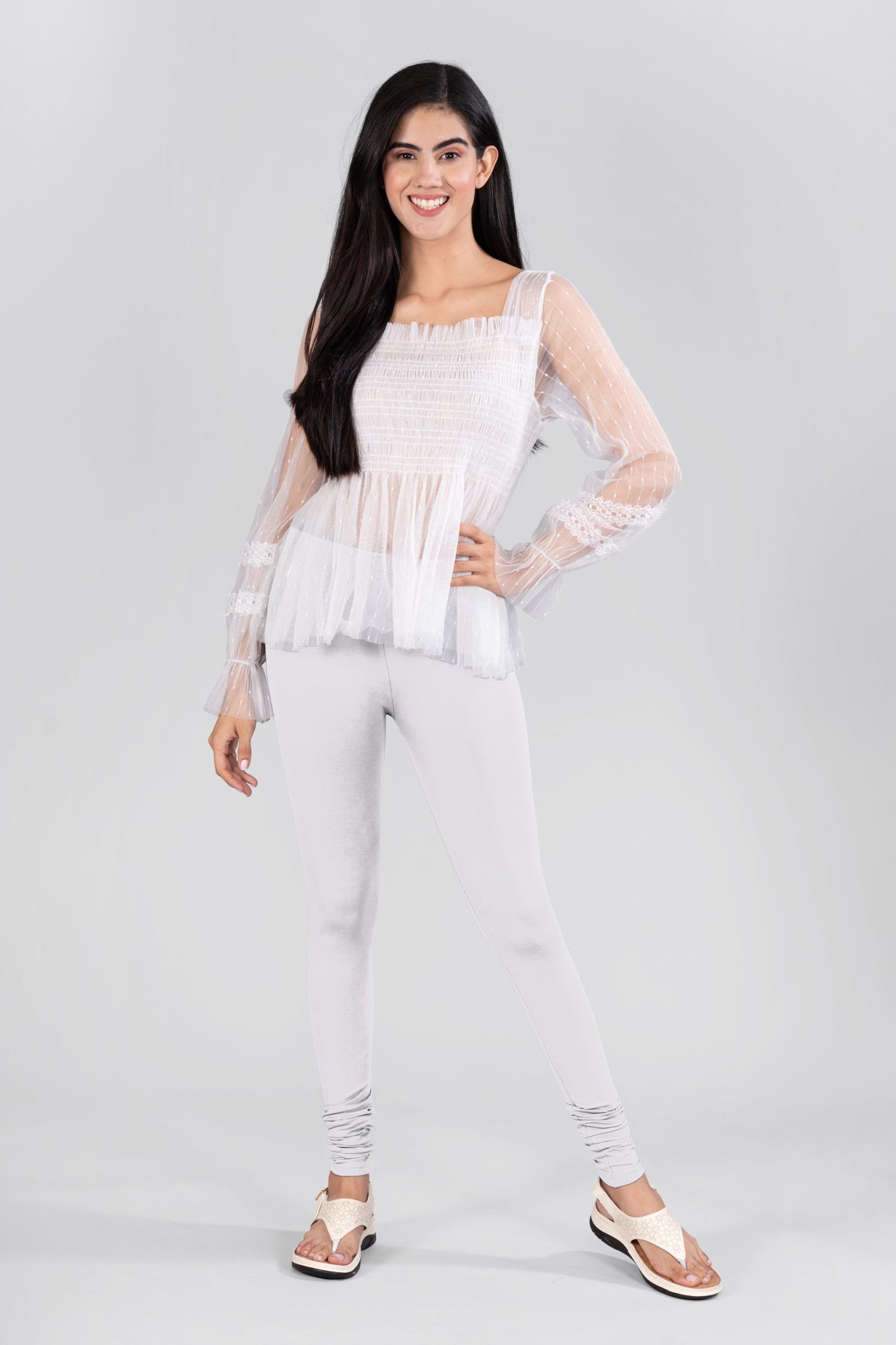 White Cotton Churidar Leggings