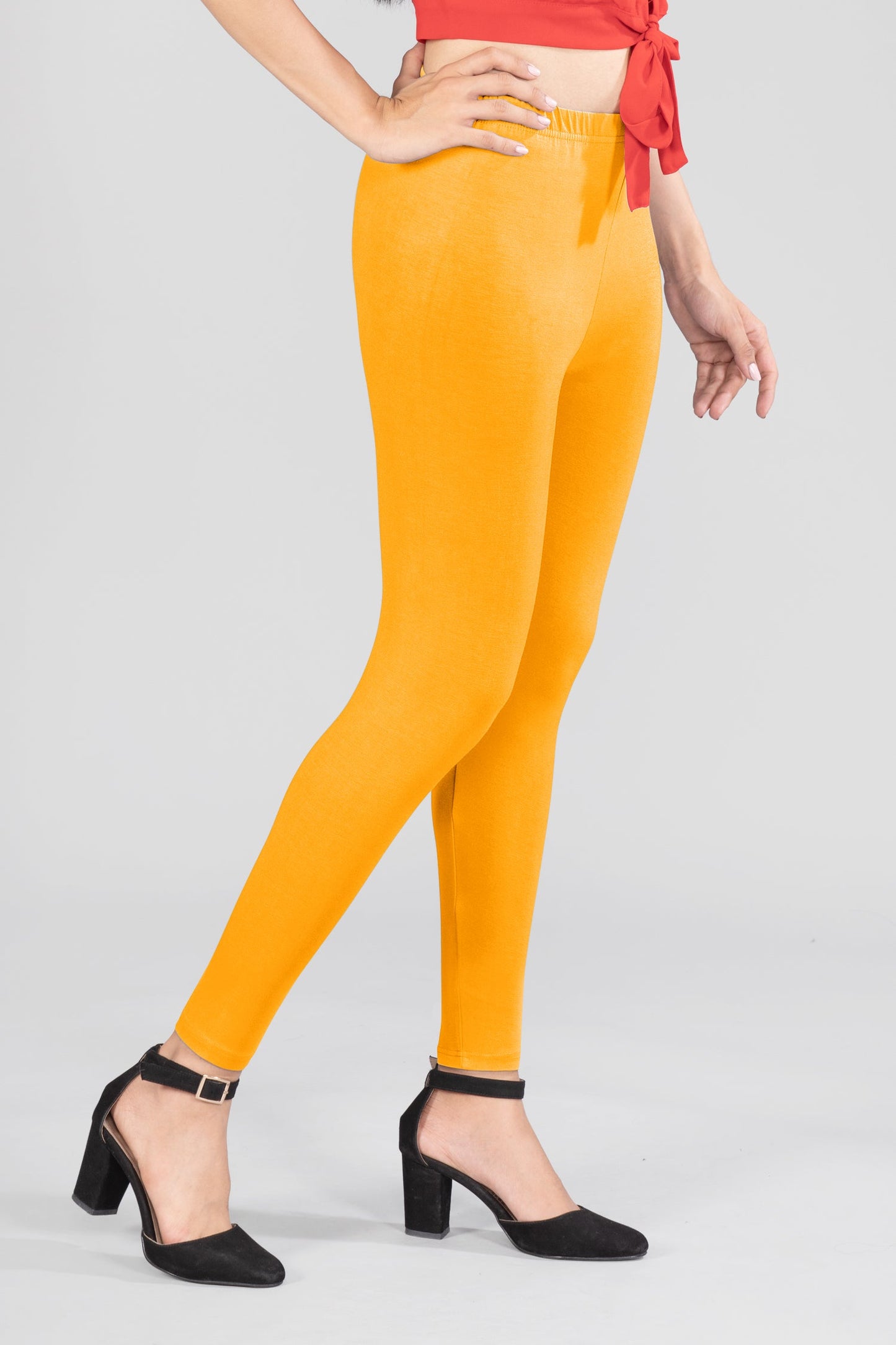 Yellow Mischief Viscose Ankle Leggings