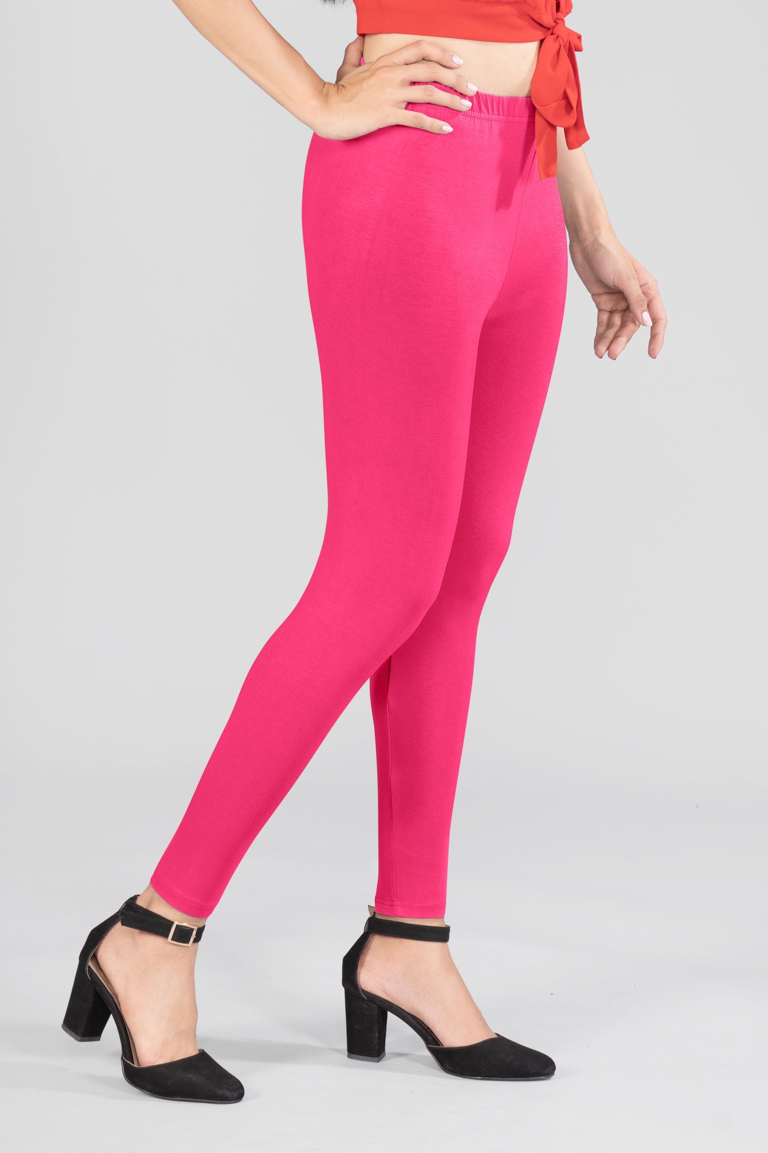 Passion Pink Viscose Ankle Leggings