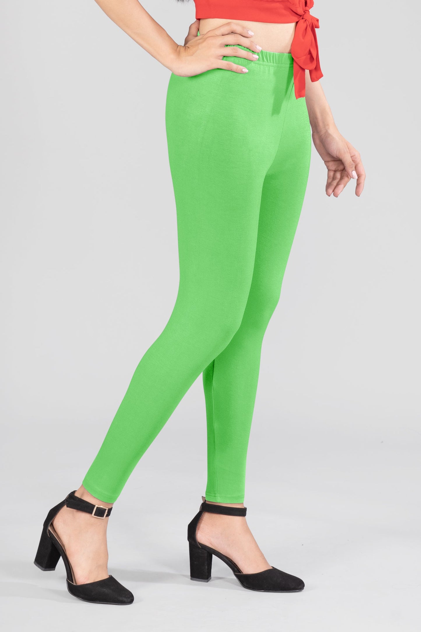Poise Green Viscose Ankle Leggings