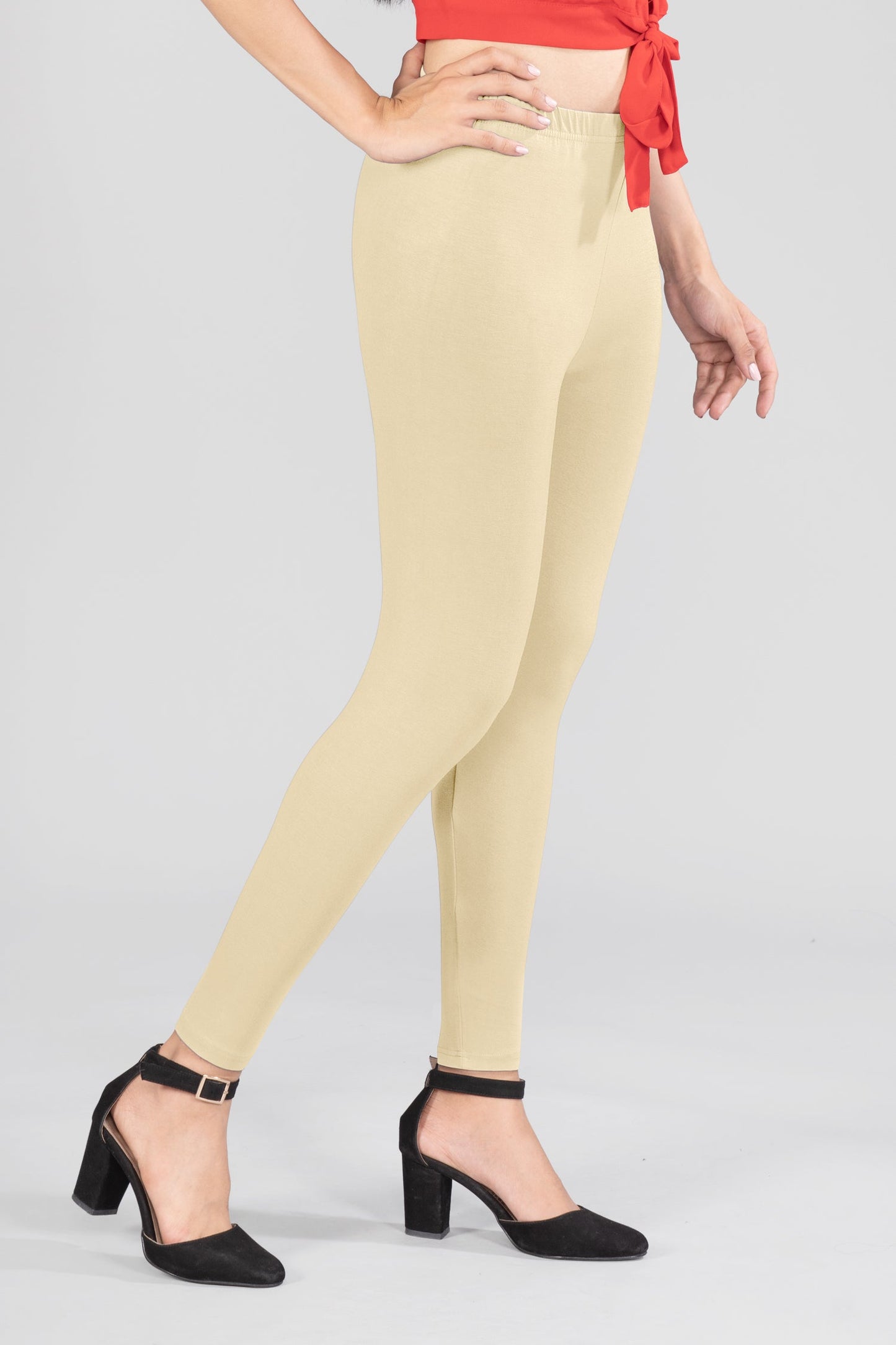 Noble Yellow Viscose Ankle Leggings