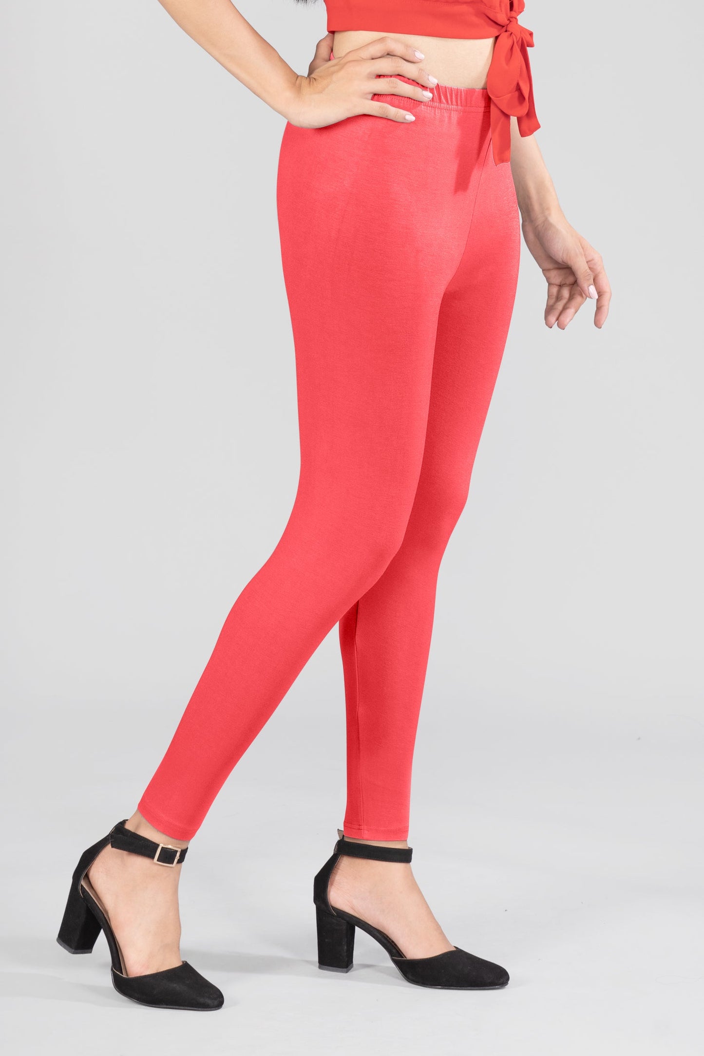 Grand Indian Red Viscose Ankle Leggings