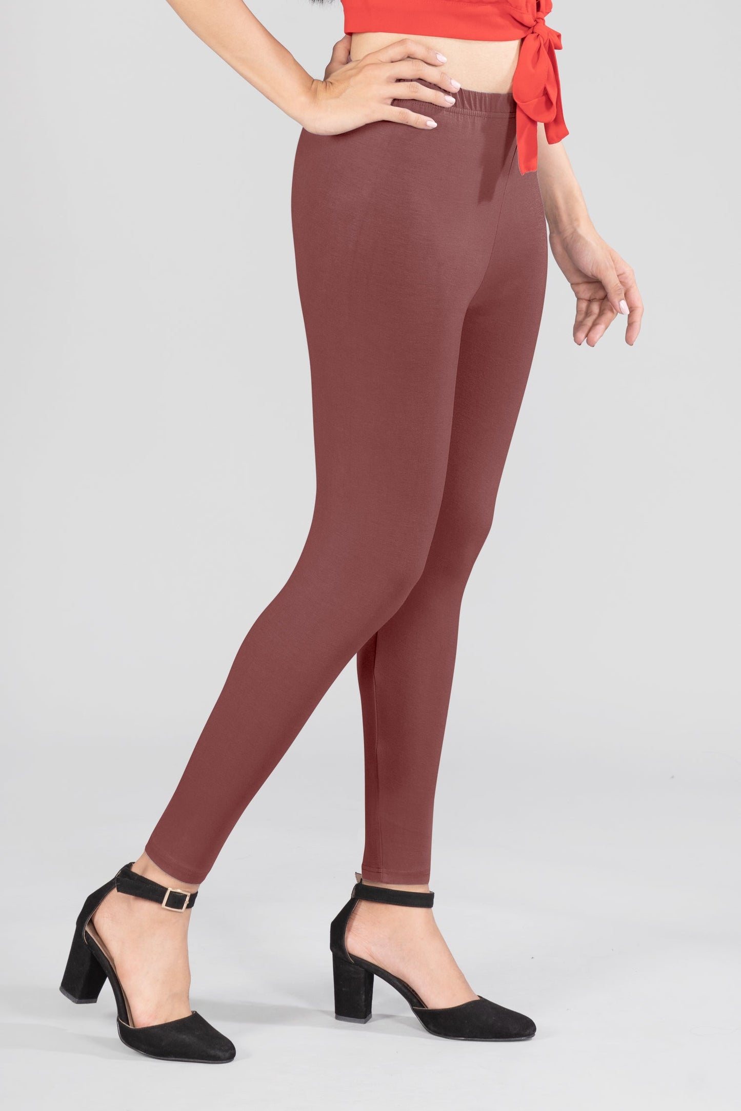 Brown Trooper Viscose Ankle Leggings