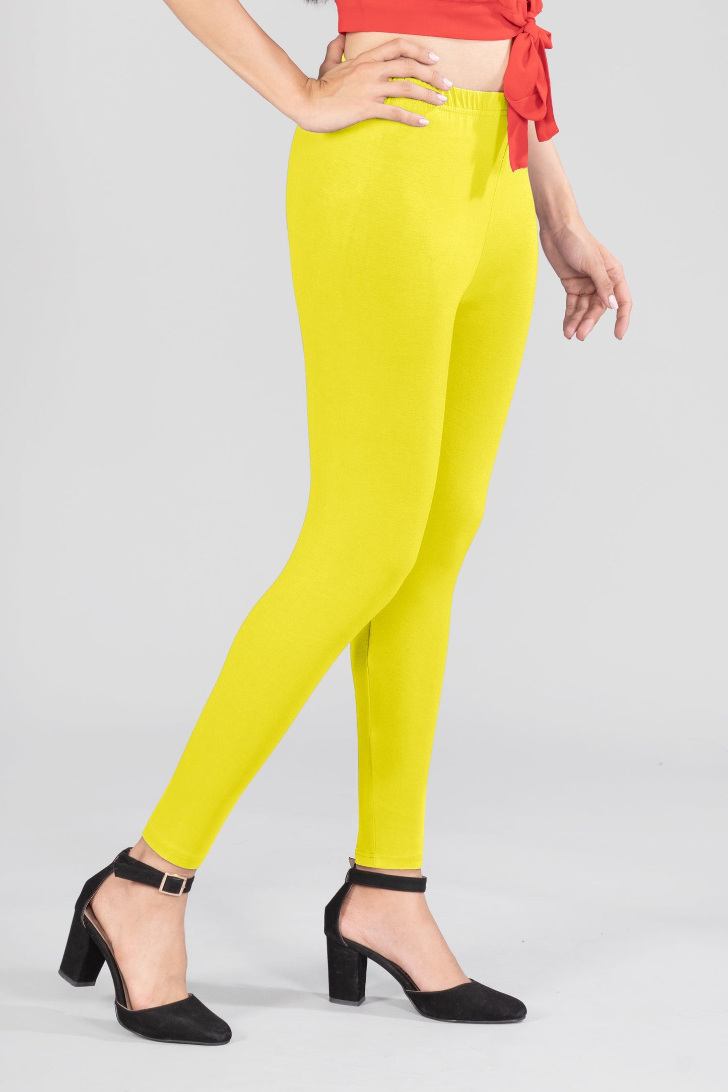 Yellow Mist Viscose Ankle Leggings