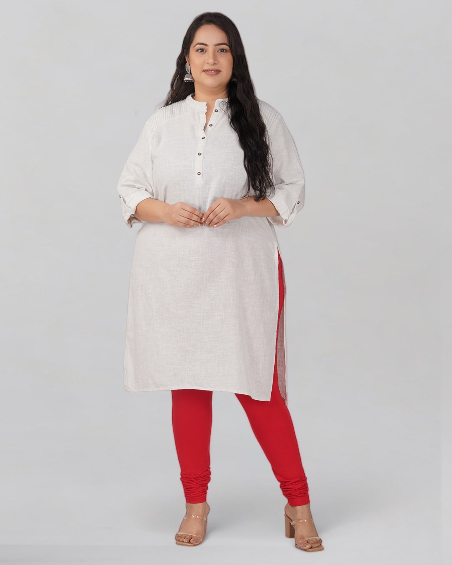 Red Plus Size Cotton Churidar Leggings