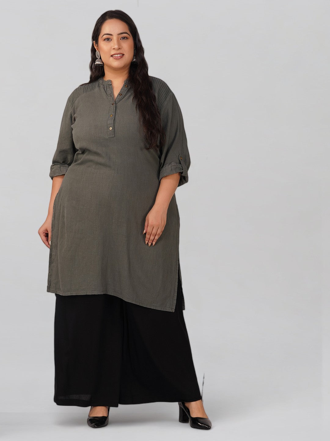 Majestic Black Plus Size Rayon Palazzo
