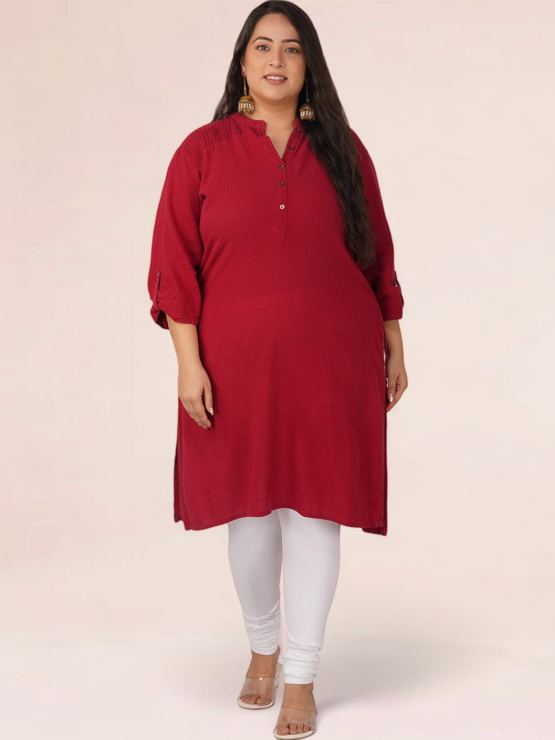 White Plus Size Cotton Churidar Leggings