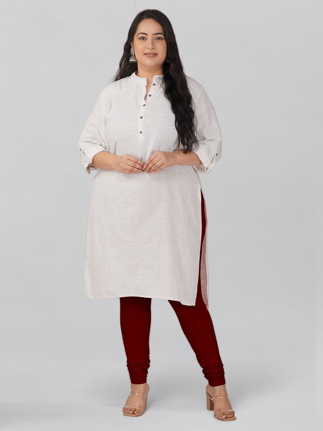 Maroon Plus Size Cotton Churidar Leggings