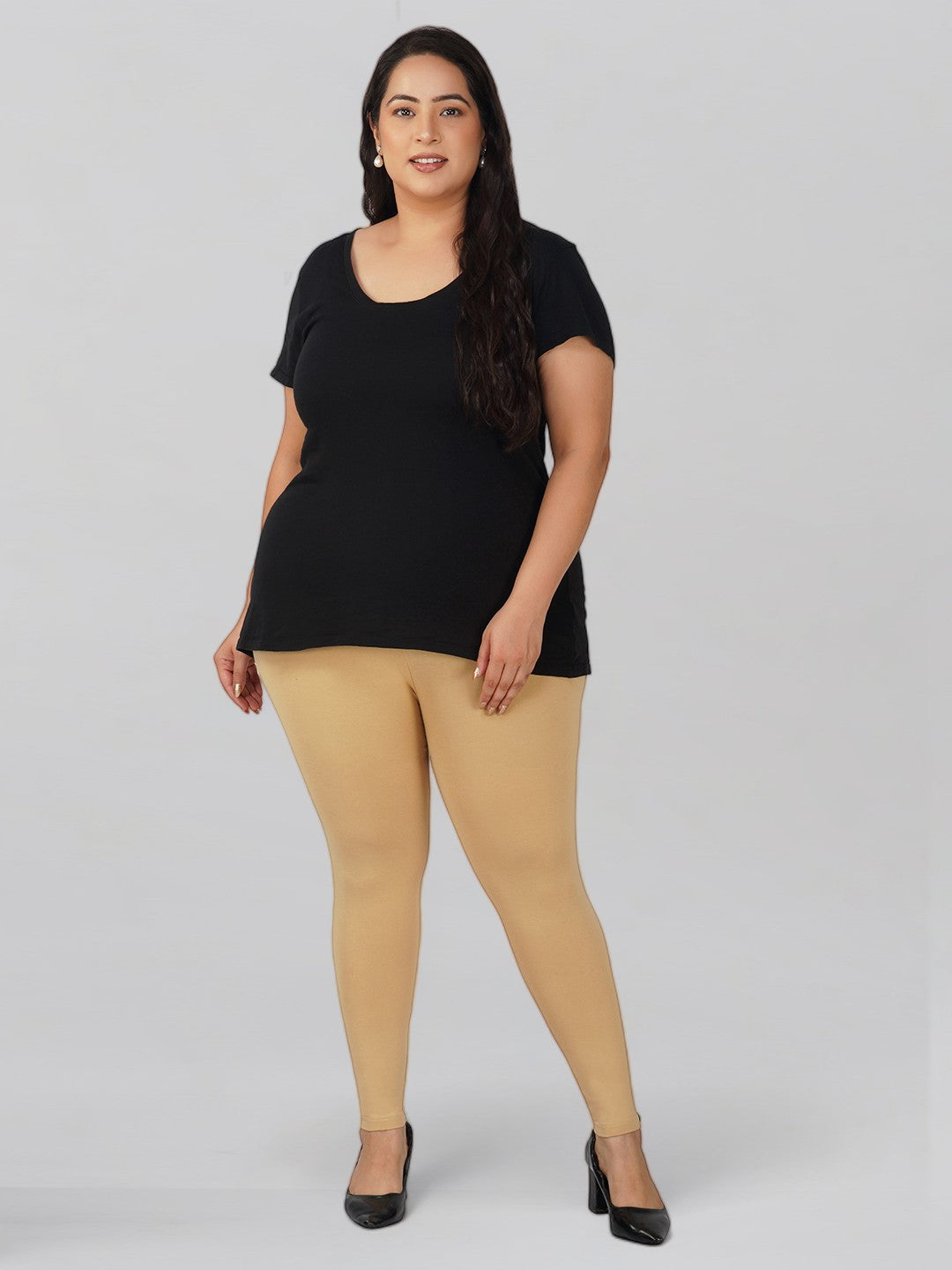 Skin Tone Plus Size Cotton Ankle Leggings