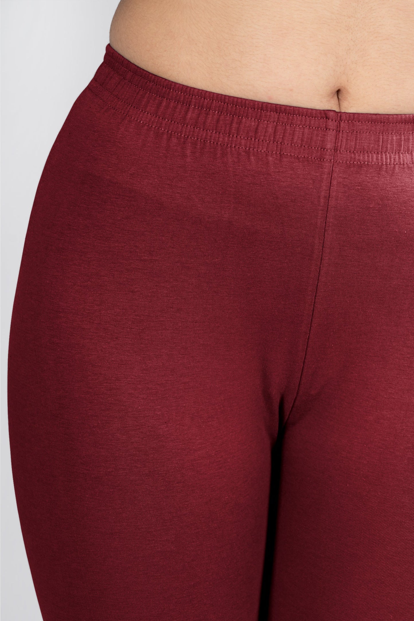 Wine Cotton Churidar Leggings