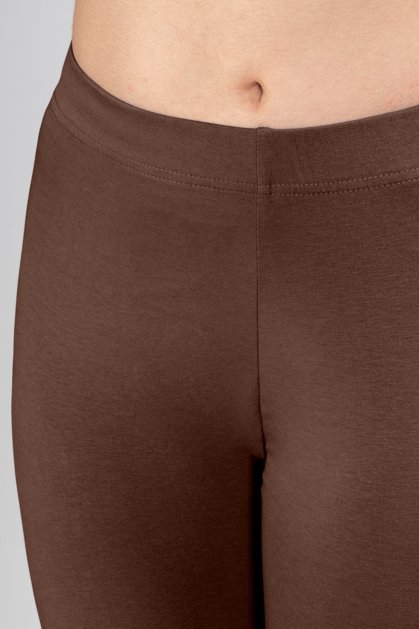 Copy Brown Cotton Ankle Leggings