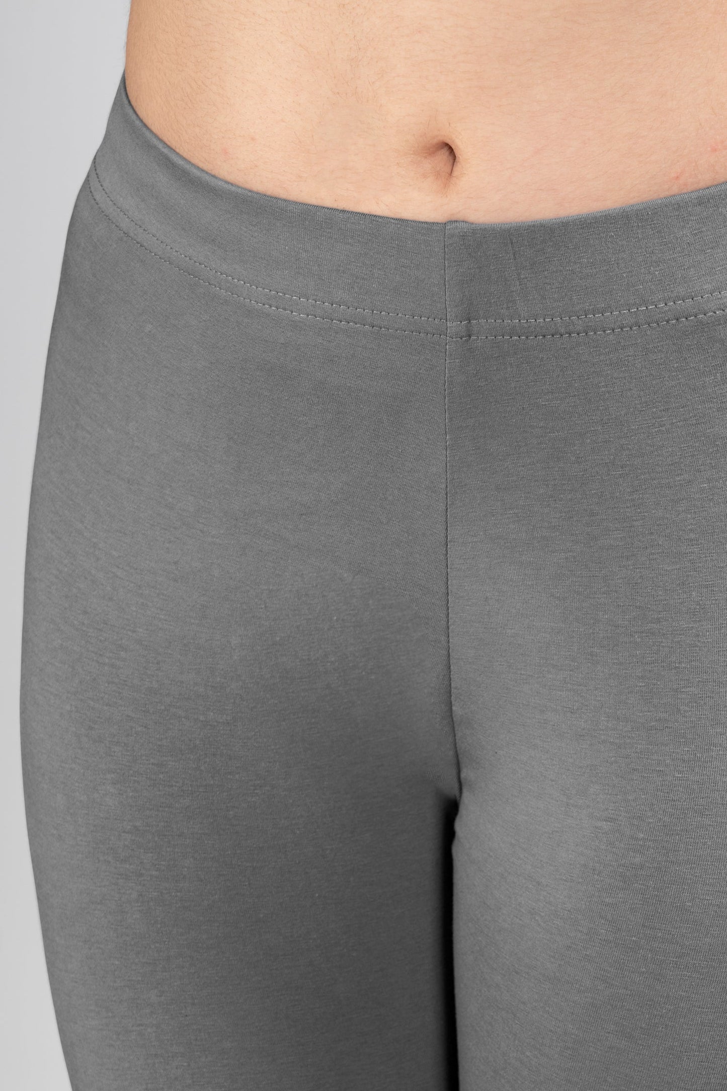 Steel Grey Cotton Ankle Leggings