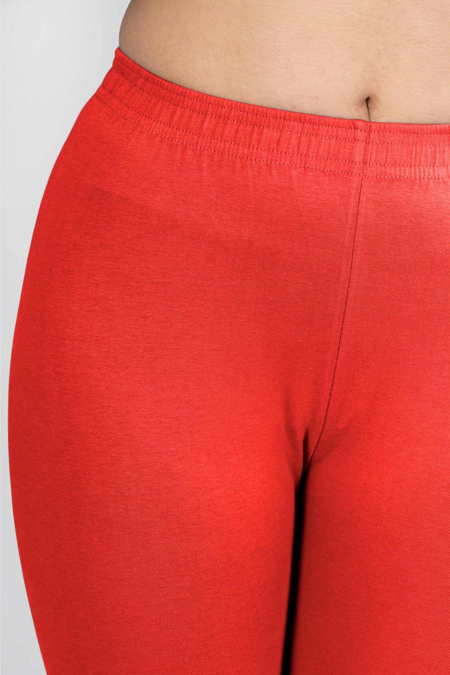Tomato Red Cotton Churidar Leggings