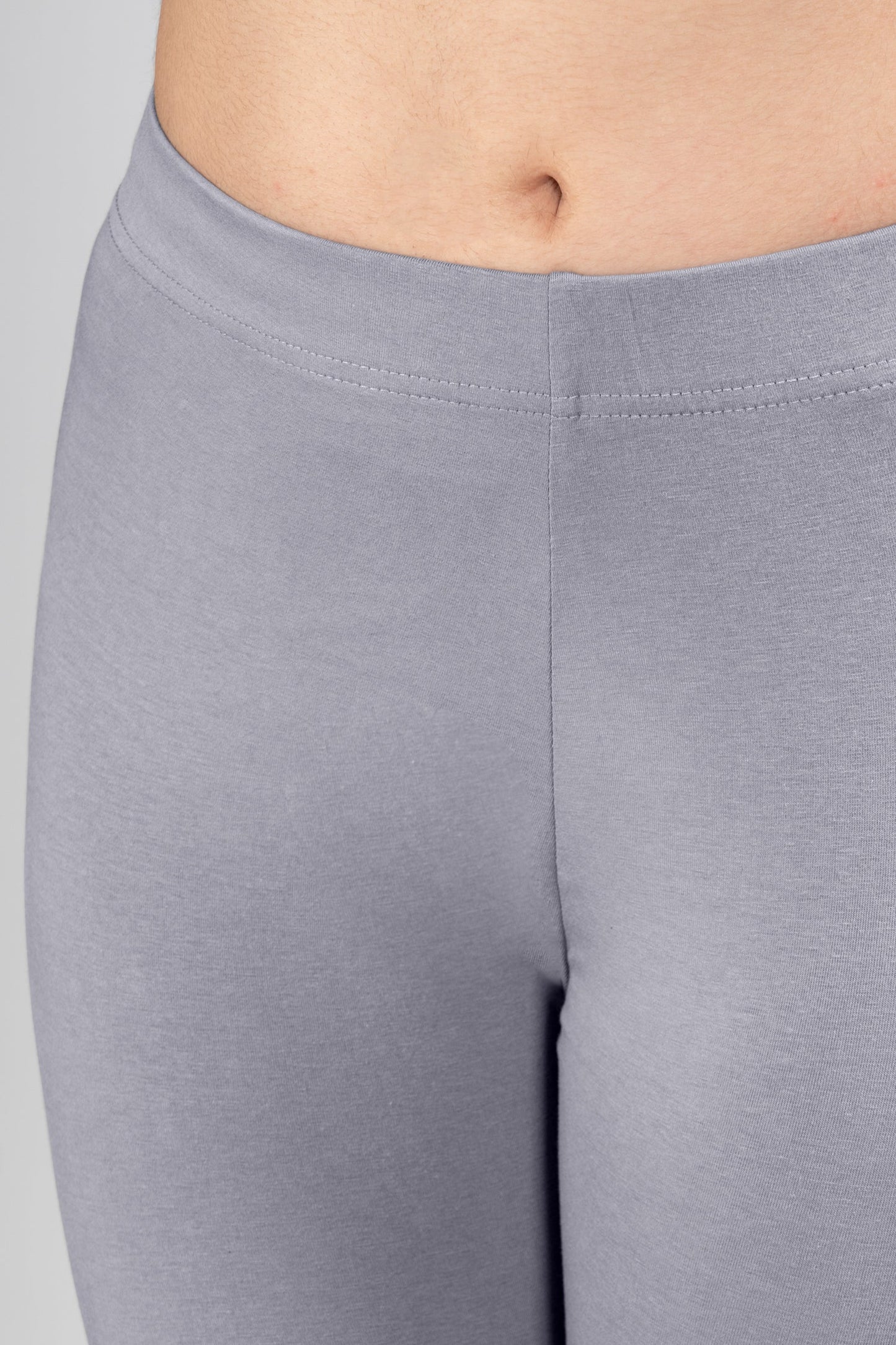 Grey Cotton Ankle Leggings