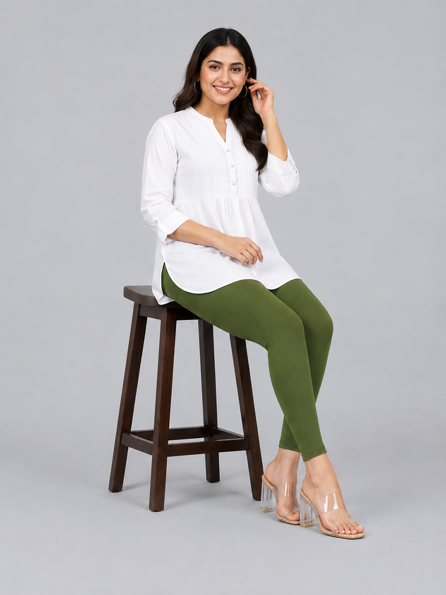 Green Bloom Viscose Ankle Leggings