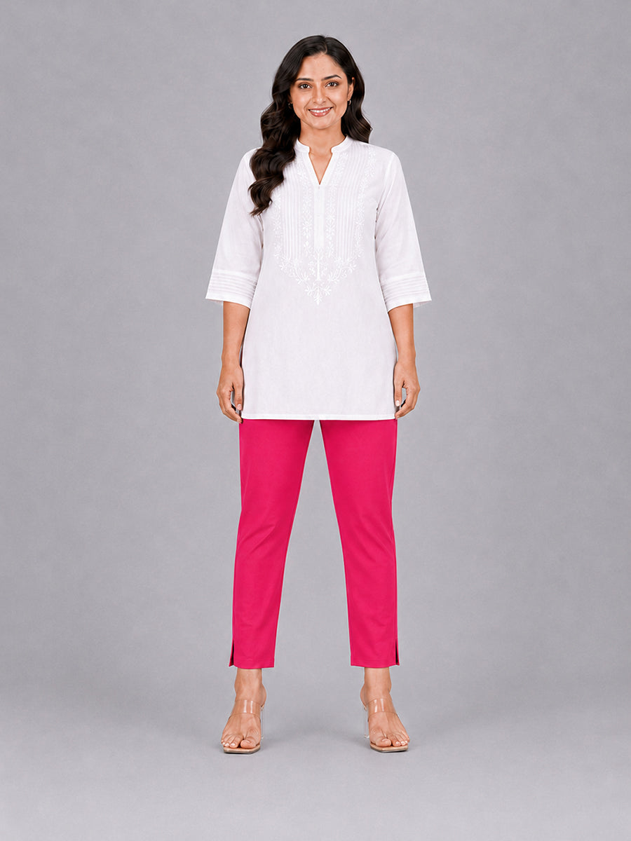 Rani Pink Woven Kurti Pant