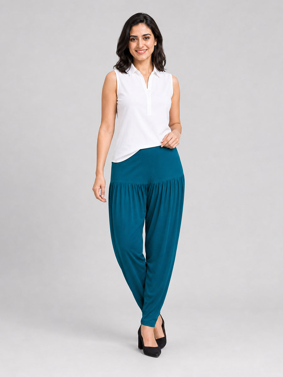 Rama Blue Cotton Patiala Pants