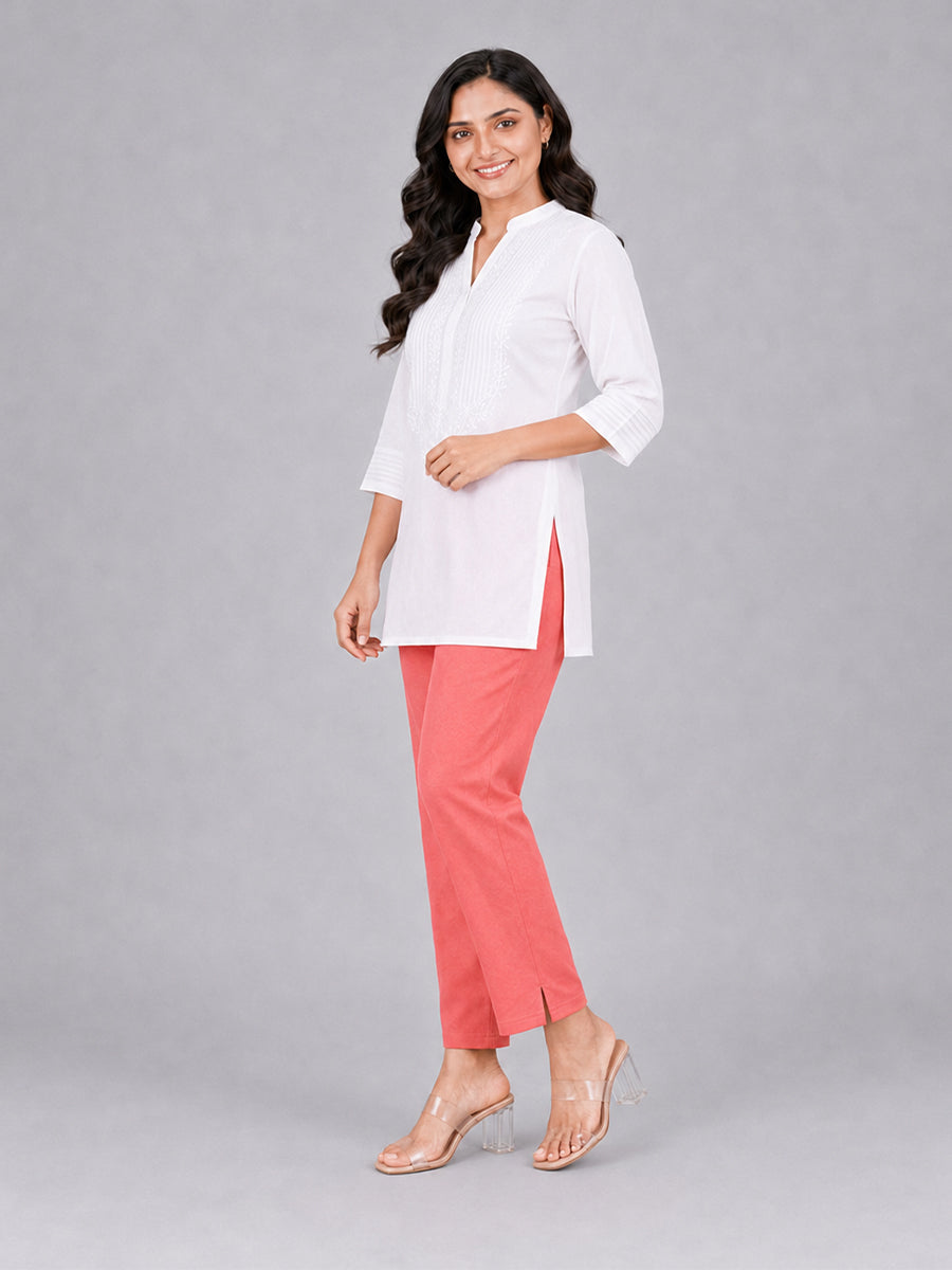 Tea Rose Woven Kurti Pant