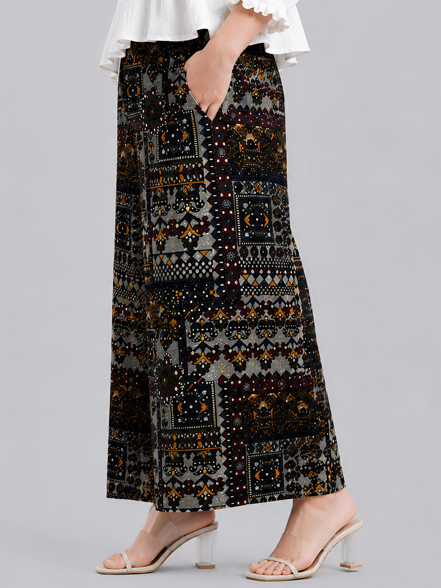 Black AOP Printed Palazzo