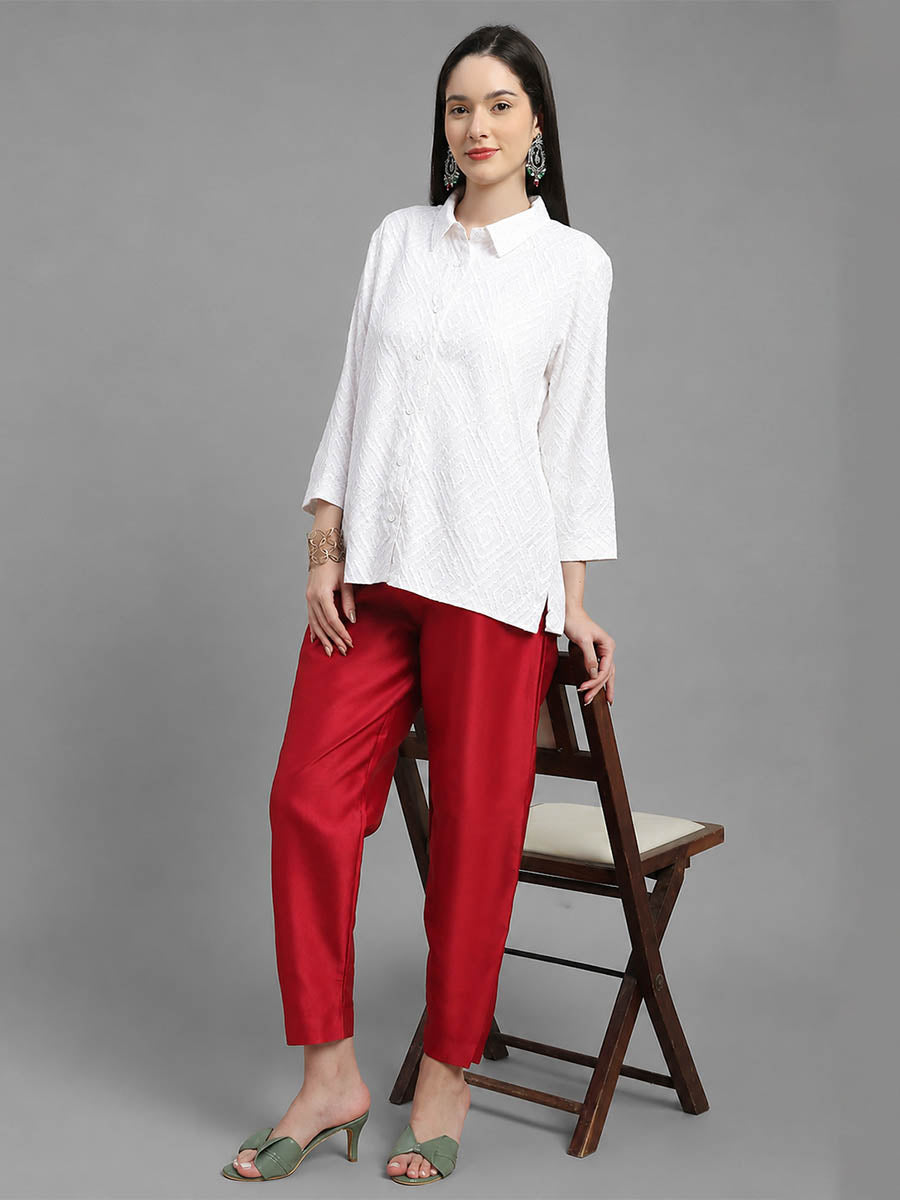 Silky Kurti Pant Maroon