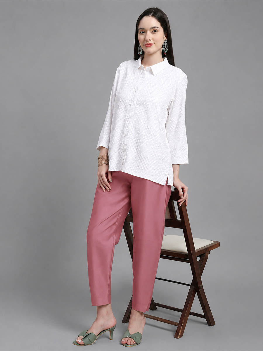 Silky Kurti Pant Rose Wine