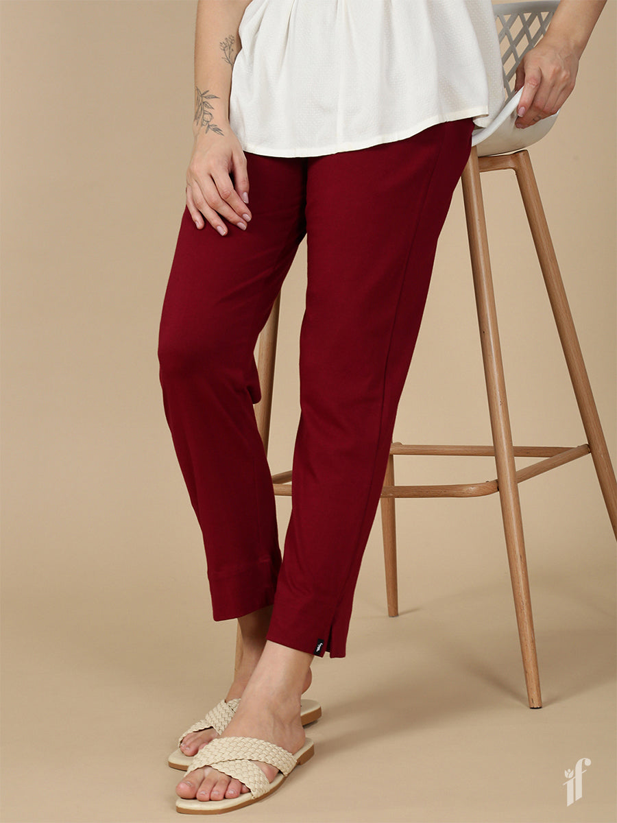 Maroon Knitted Kurti Pant