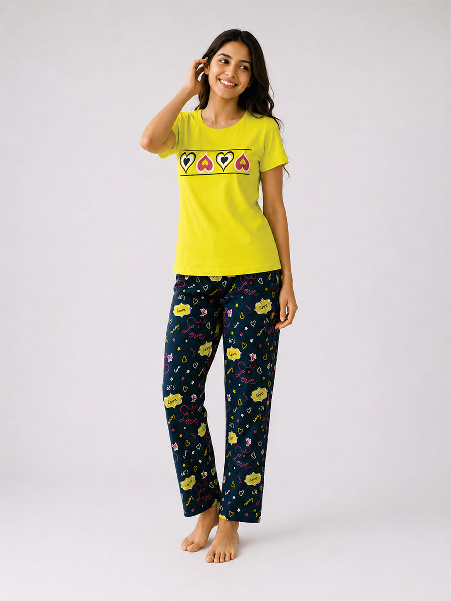 T Shirt & Pant Printed Pyjama Green