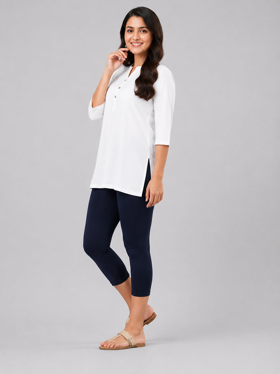 Vintage Blue Viscose Capri Leggings