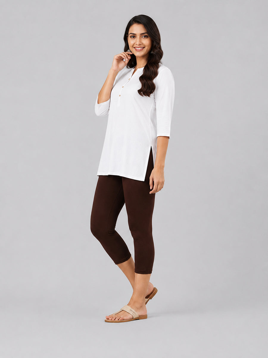 Joy Brown Viscose Capri Leggings