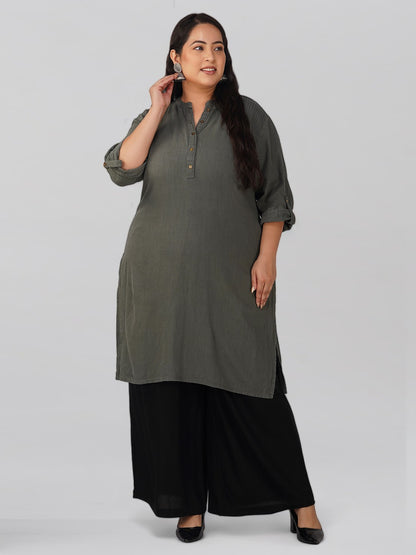 Majestic Black Plus Size Rayon Palazzo
