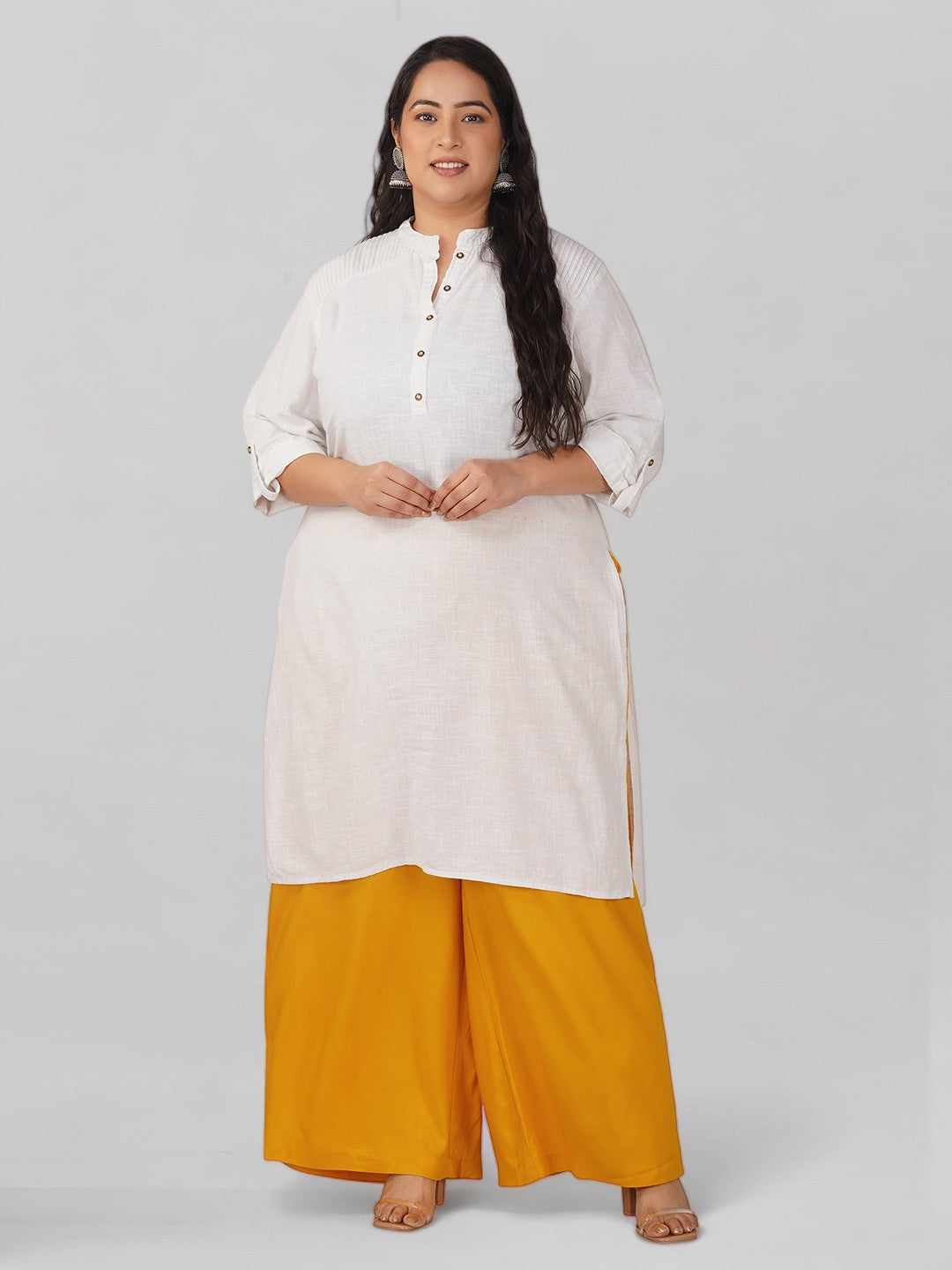 Crimson Yellow Plus Size Rayon Palazzo