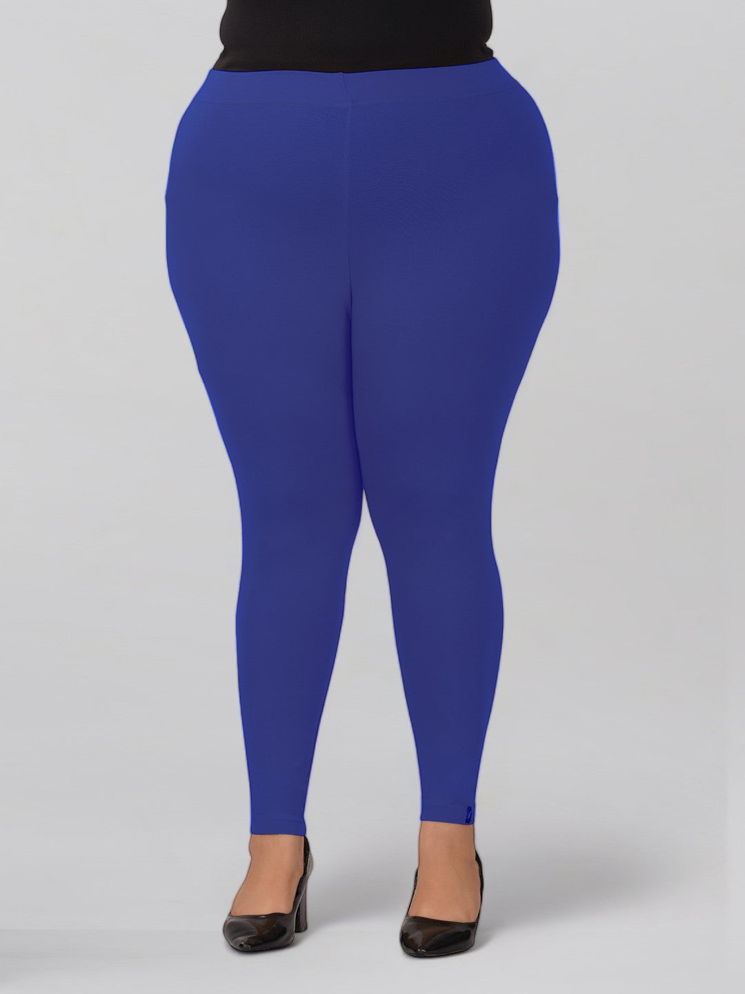 Royal Blue Plus Size Cotton Ankle Leggings