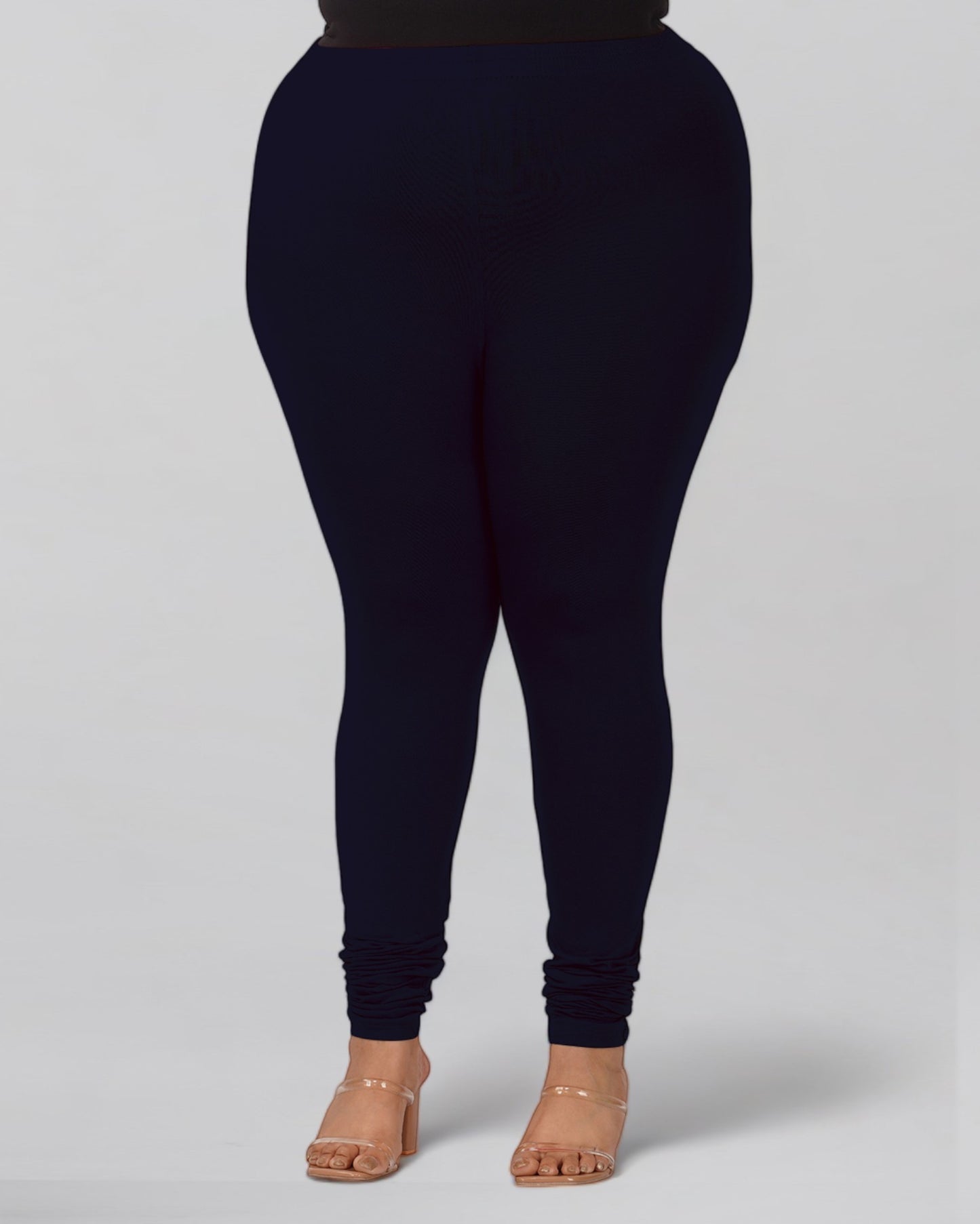 Navy Plus Size Cotton Churidar Leggings