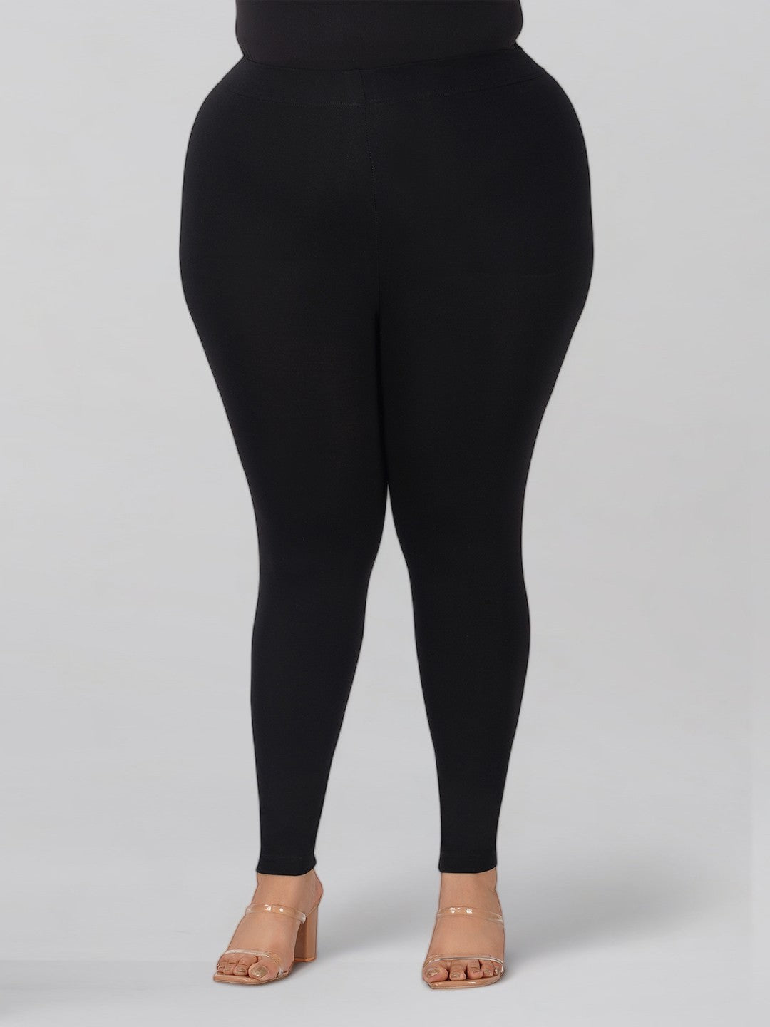 Black Plus Size Cotton Ankle Leggings