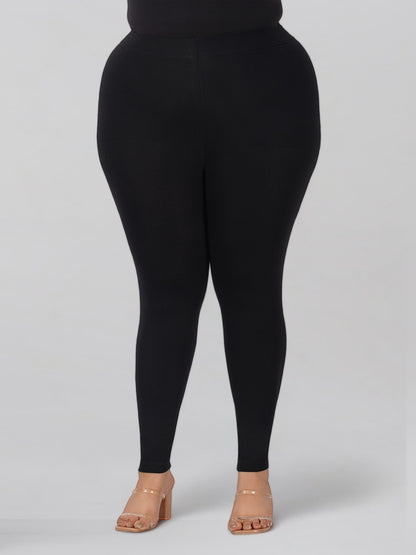 Black Plus Size Cotton Ankle Leggings