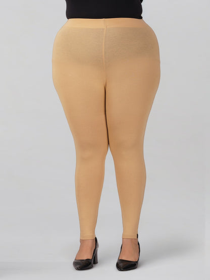 Skin Tone Plus Size Cotton Ankle Leggings