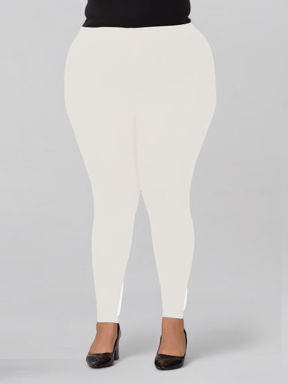White Plus Size Cotton Ankle Leggings