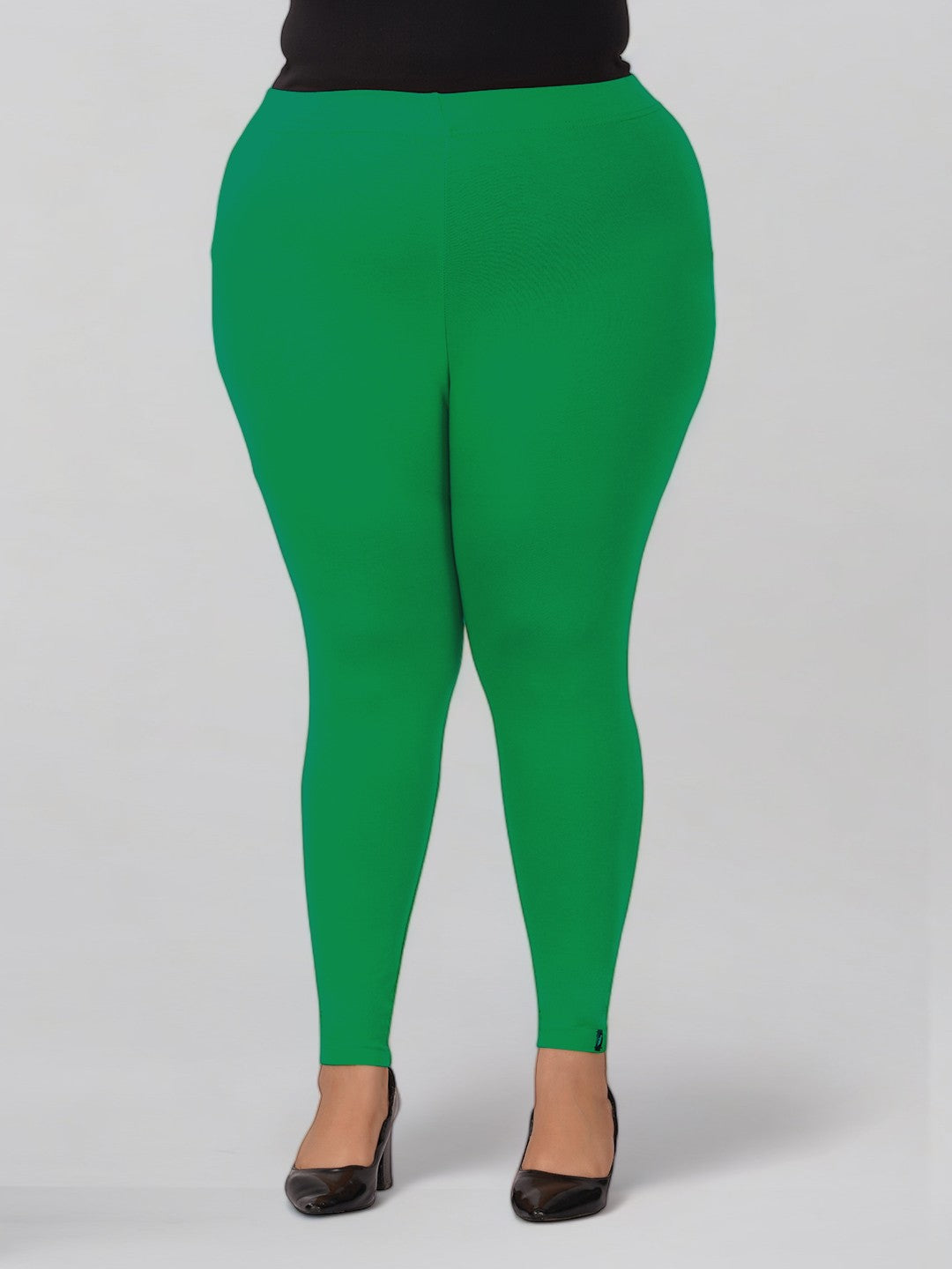 New Neon Green Plus Size Cotton Ankle Leggings
