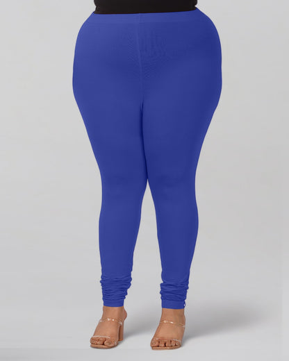 Royal Blue Plus Size Cotton Churidar Leggings