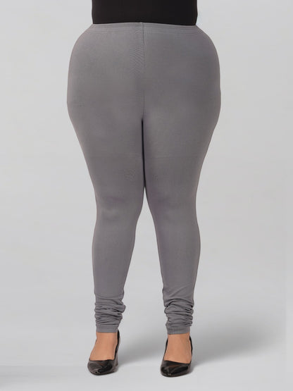 Grey Plus Size Cotton Churidar Leggings
