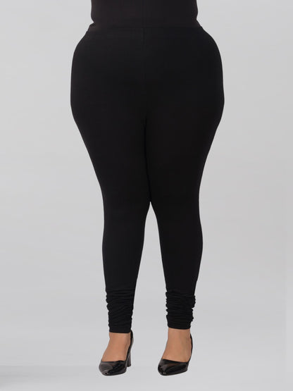 Black Plus Size Cotton Churidar Leggings
