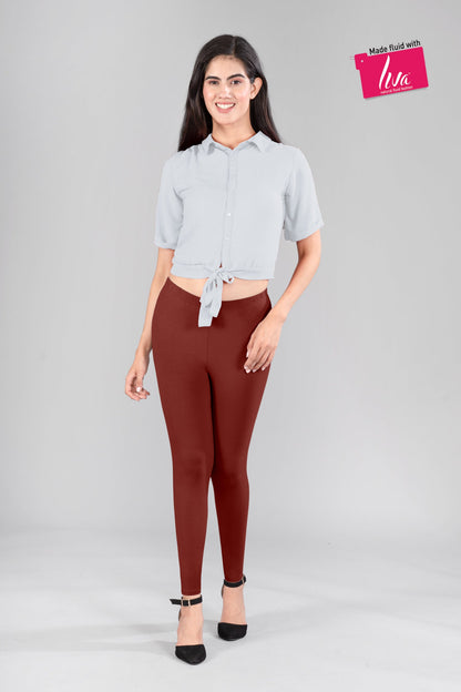 Joy Brown Viscose Ankle Leggings