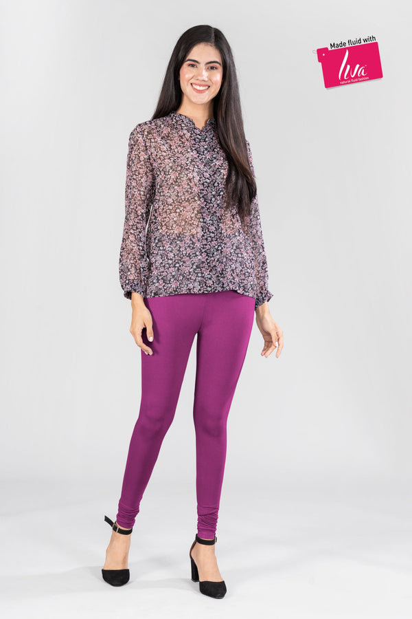 Purple Buzz Viscose Churidar Leggings