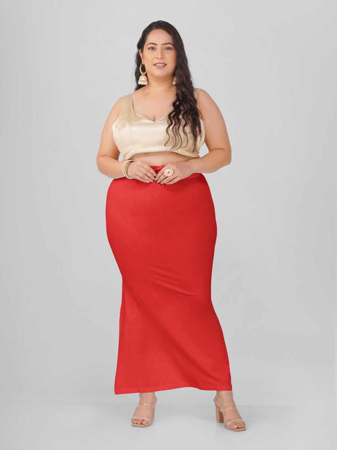 Red Plus Size Saree Shapewear