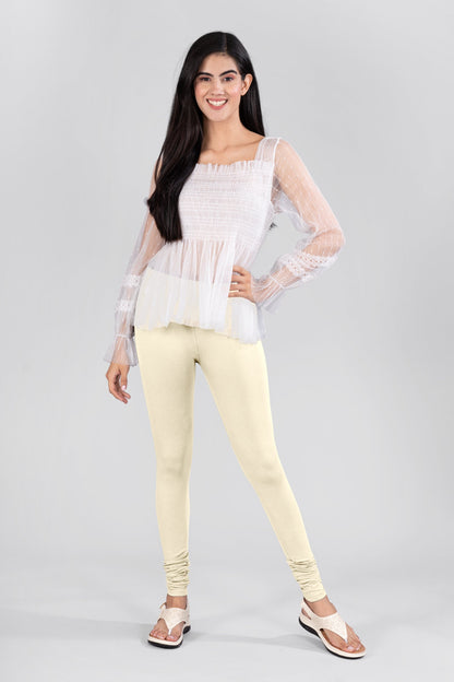 Cream Cotton Churidar Leggings