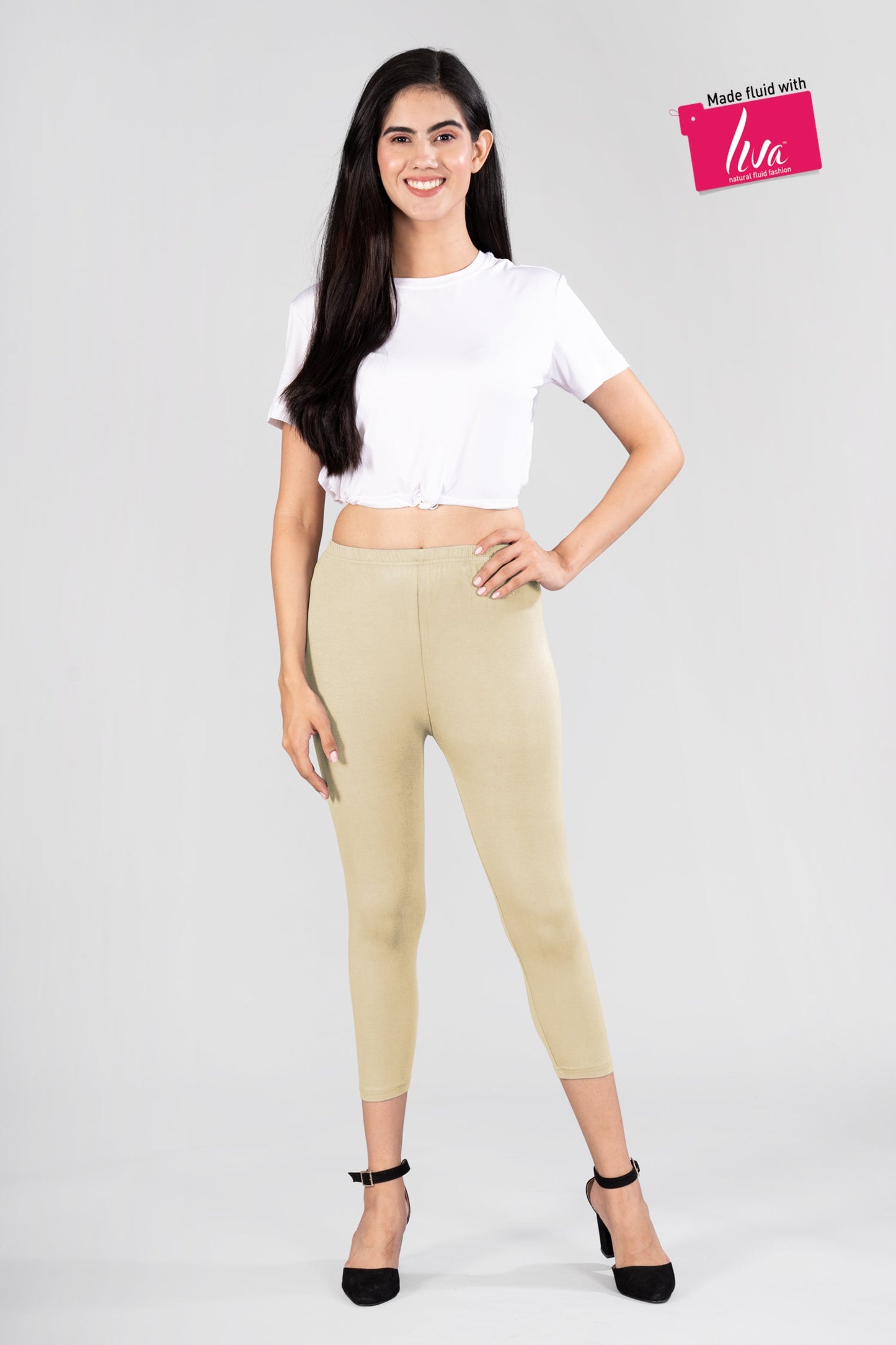 Noble Yellow Viscose Capri Leggings
