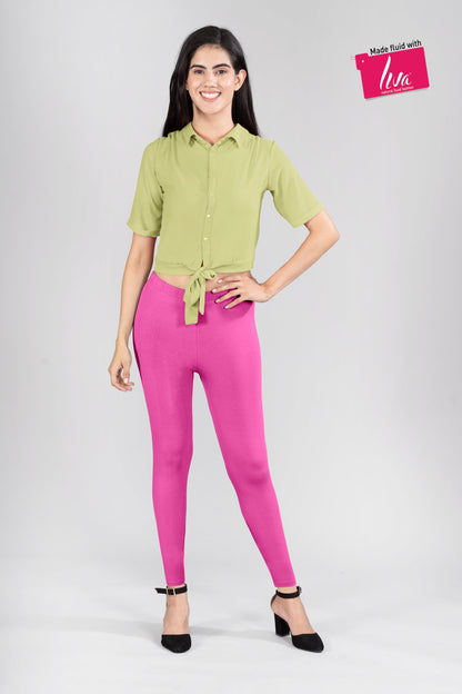 Fuchsia Medley Viscose Ankle Leggings