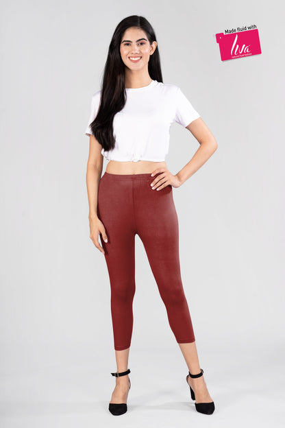 Joy Brown Viscose Capri Leggings