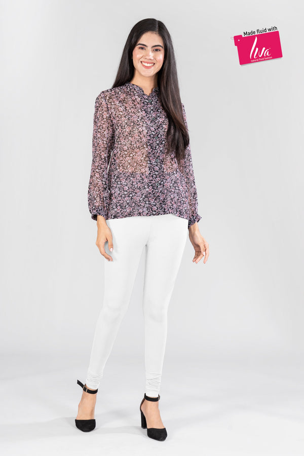 Angelic White Viscose Churidar Leggings